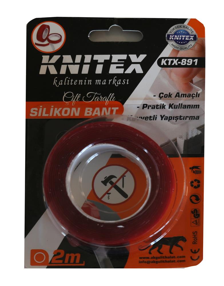 Knitex KTX-891 Çift Taraflı Akrilik Silikonize Bant 