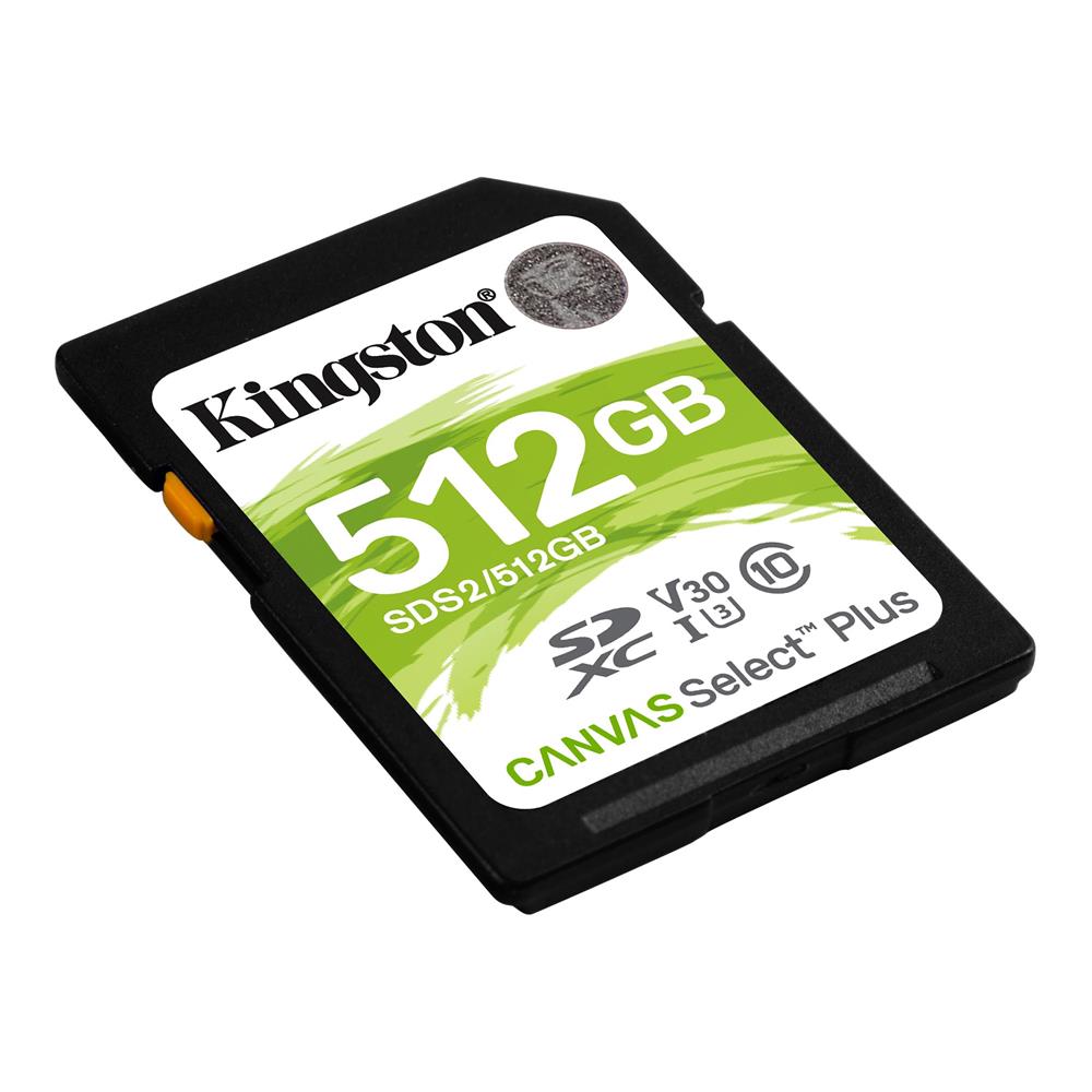 KINGSTON SDS2-512GB 512GB SDXC CANVAS SELECT PLUS 100R C10 UHS-I U3 V30 HAFIZA KARTI