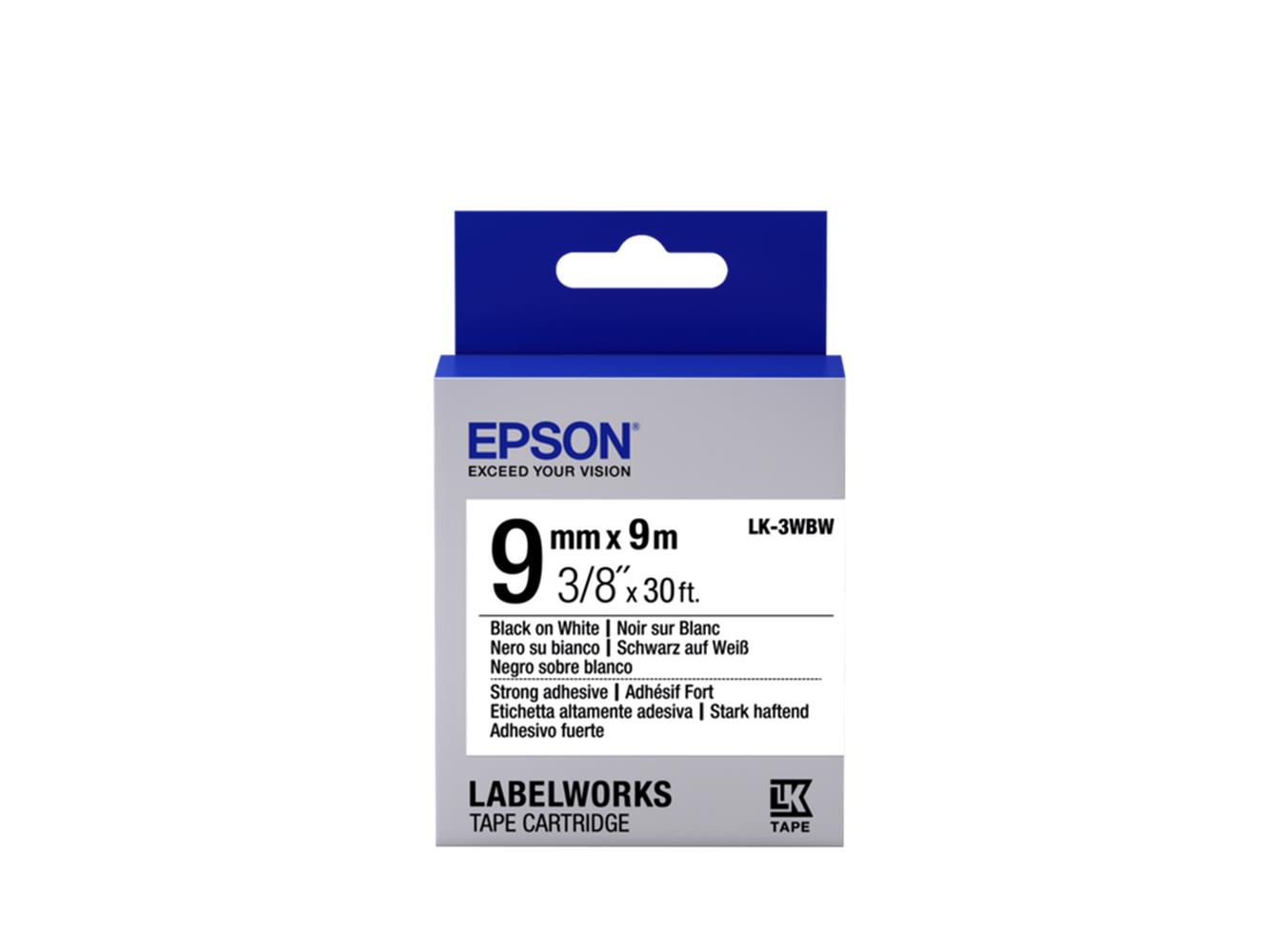 Epson LK-3WBW Strong Beyaz  Üzeri Siyah 9MM 9Metre