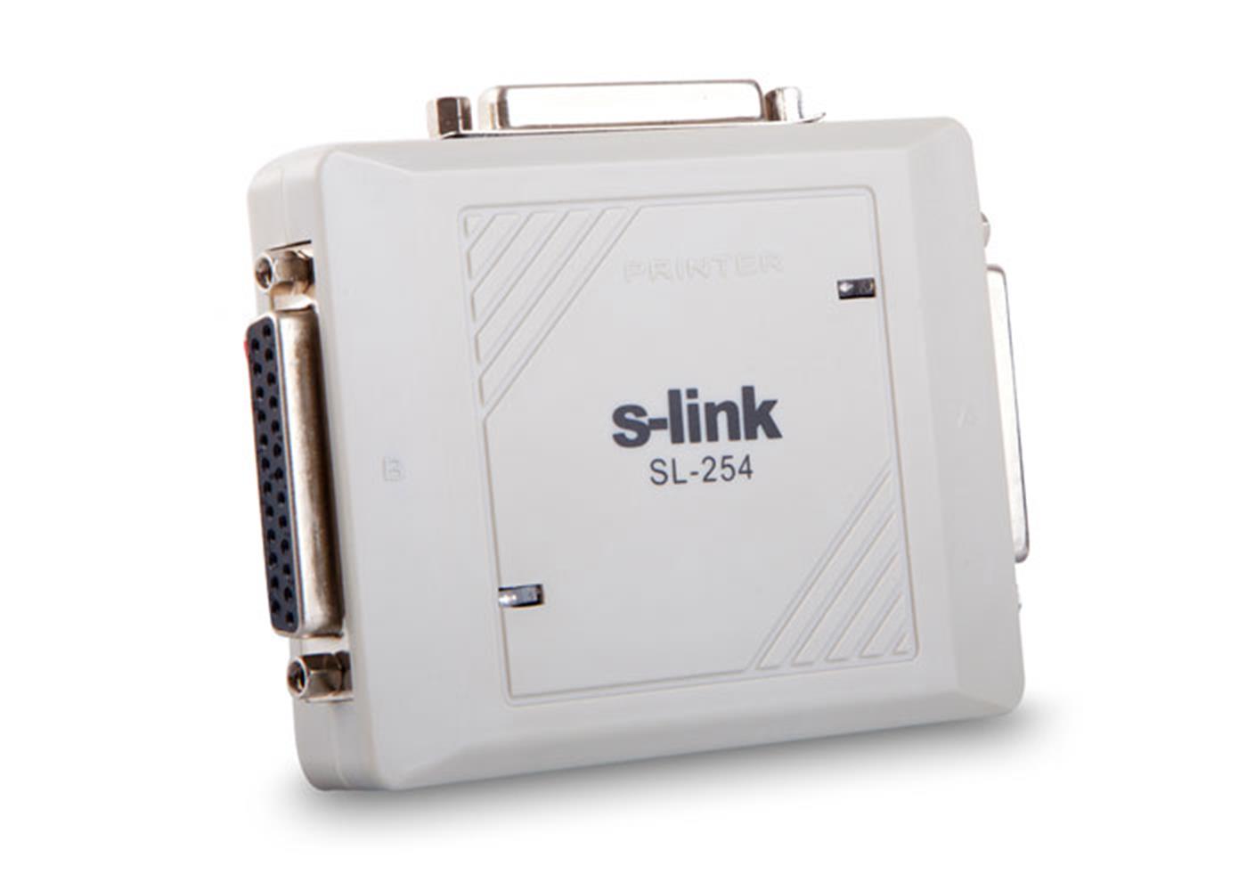 S-link SL-254 2 Port Otomatik Switch (Giriş 2 Adet Dişi DB25 Paralel Port)(Çıkış DB25 Paralel)