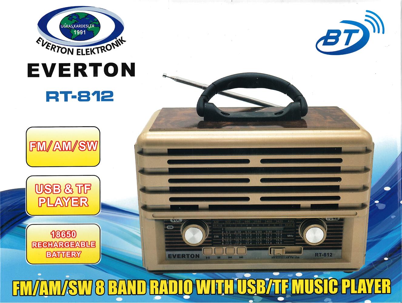 Everton RT-812  Bluetooth-USB-SD-FM Nostaljik Radyo