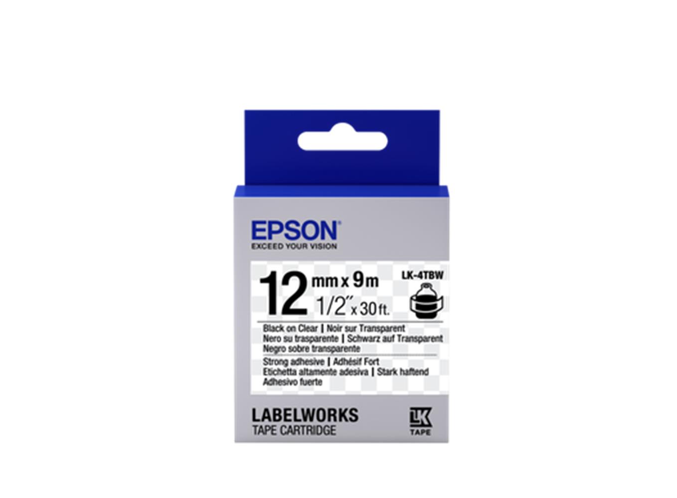 EPSON LK-4TBW STRONG EFFAF UZERI SIYAH 12MM 9MT