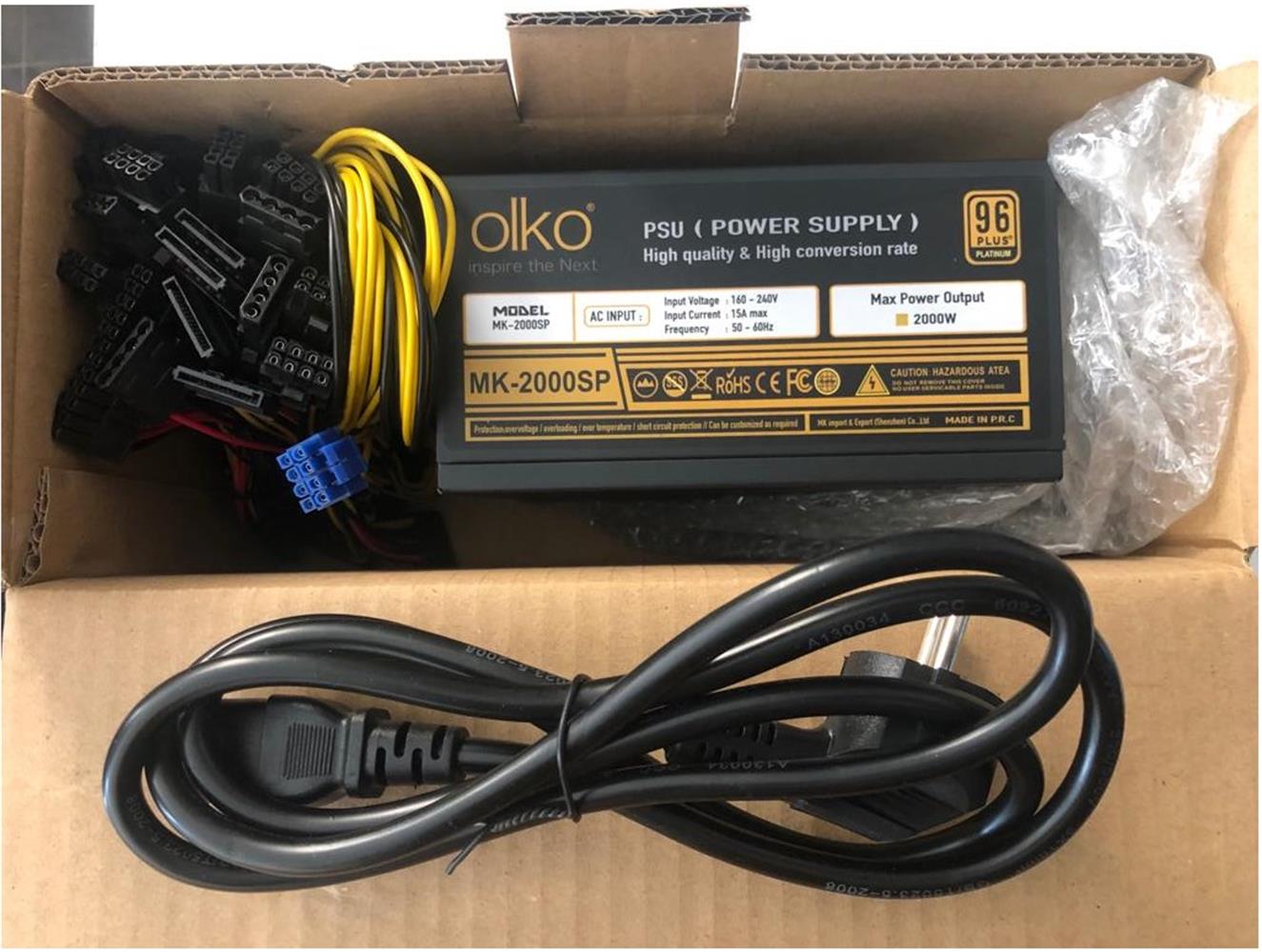 Olko MK-2000SP 2000W 96+ 2 Fanlı Mining Powersuply Kutulu