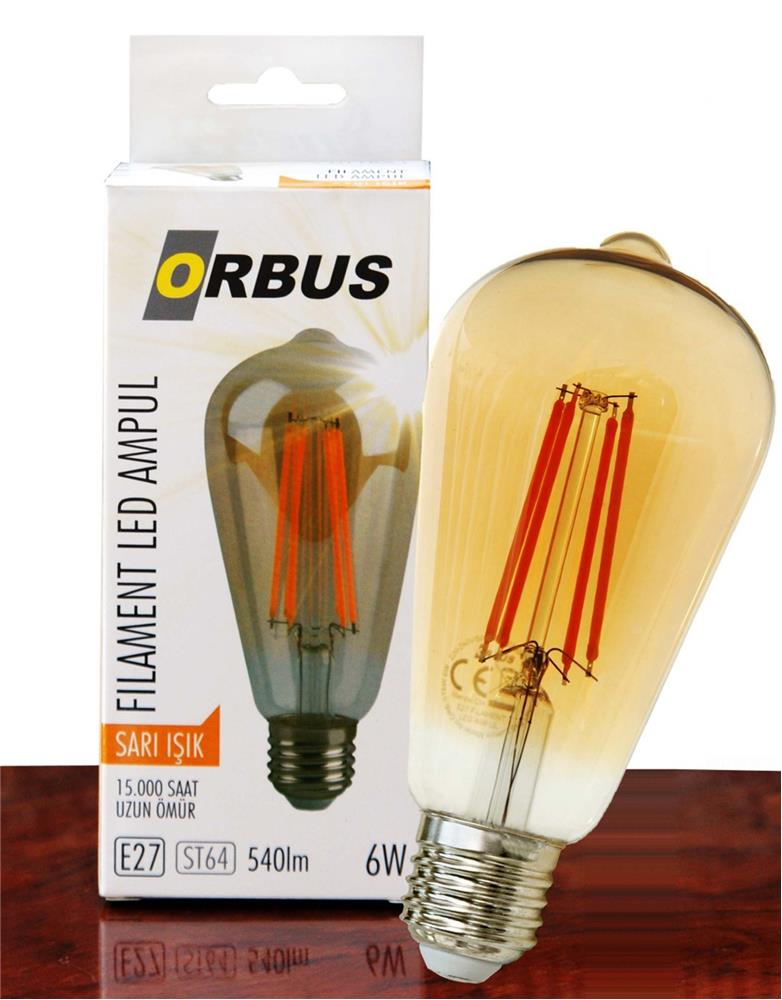 Orbus Orb-St6w 6w Sarı Işık E27 A60 540lm 15.000 Saat Fılamnet Led Ampul