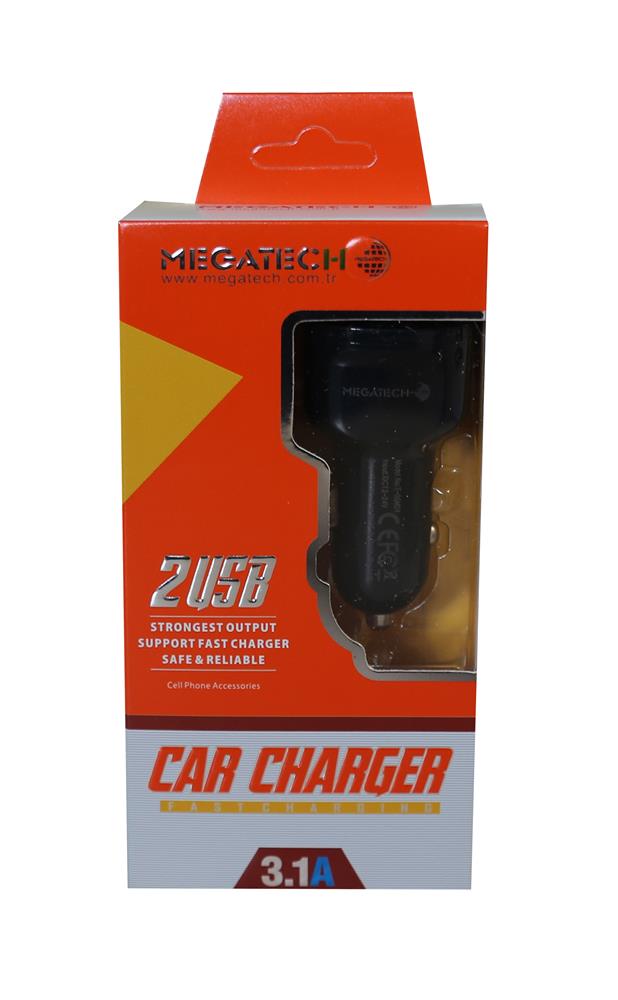 Megatech T-05m24 Siyah 3.1a 2Usb Araç Şarj Cihazı 