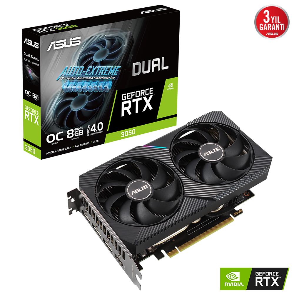 ASUS GEFORCE DUAL-RTX3050-O8G 8GB GDDR6 128BIT DX12 EKRAN KARTI