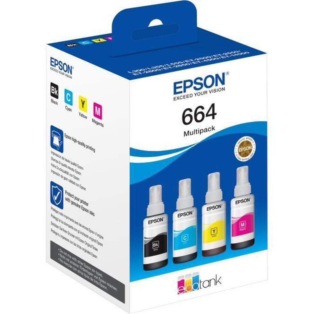 Epson T6646 Cyan-Magenta-Yellow-Black Mavi-Kırmızı-Sarı-Siyah 4lü Multipack Kartuş