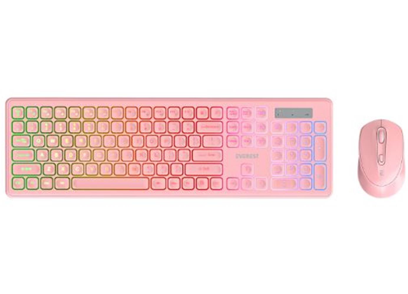 Everest KM-319BT Pembe 2.4G+BT1+BT2 Çoklu Cihaz Bağlantılı Q Set Kablosuz Klavye + Mouse
